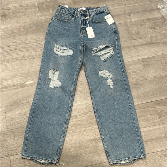 Good American Denim - Good American Light Blue Distressed Boyfriend Jeans